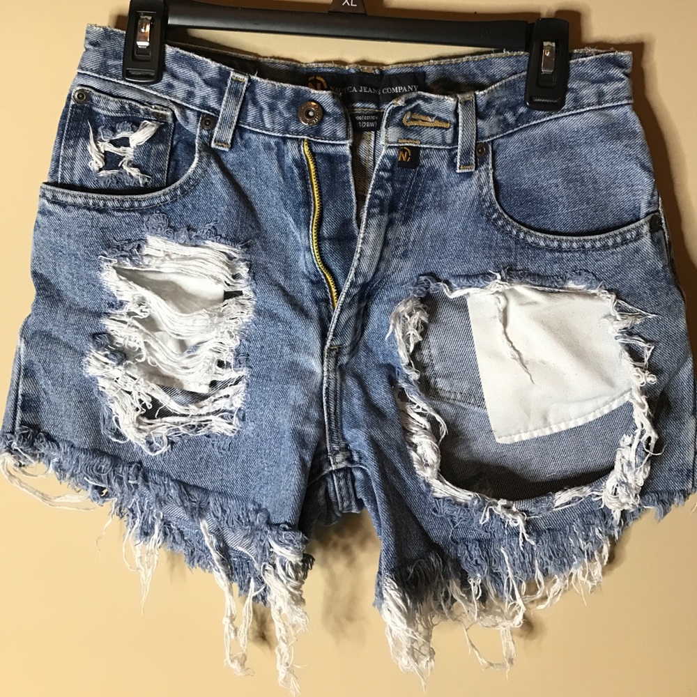 Vintage distressed denim shorts